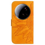 For Xiaomi 15 Ultra Case Sunflower Imprint Leather Wallet Phone Cover with Wrist Strap