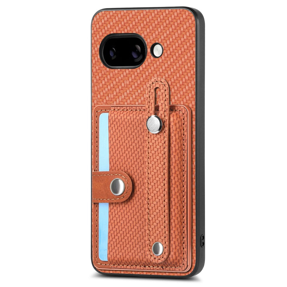 For Google Pixel 9a Case Carbon Fiber Texture Leather Phone Back Cover with Card Holder