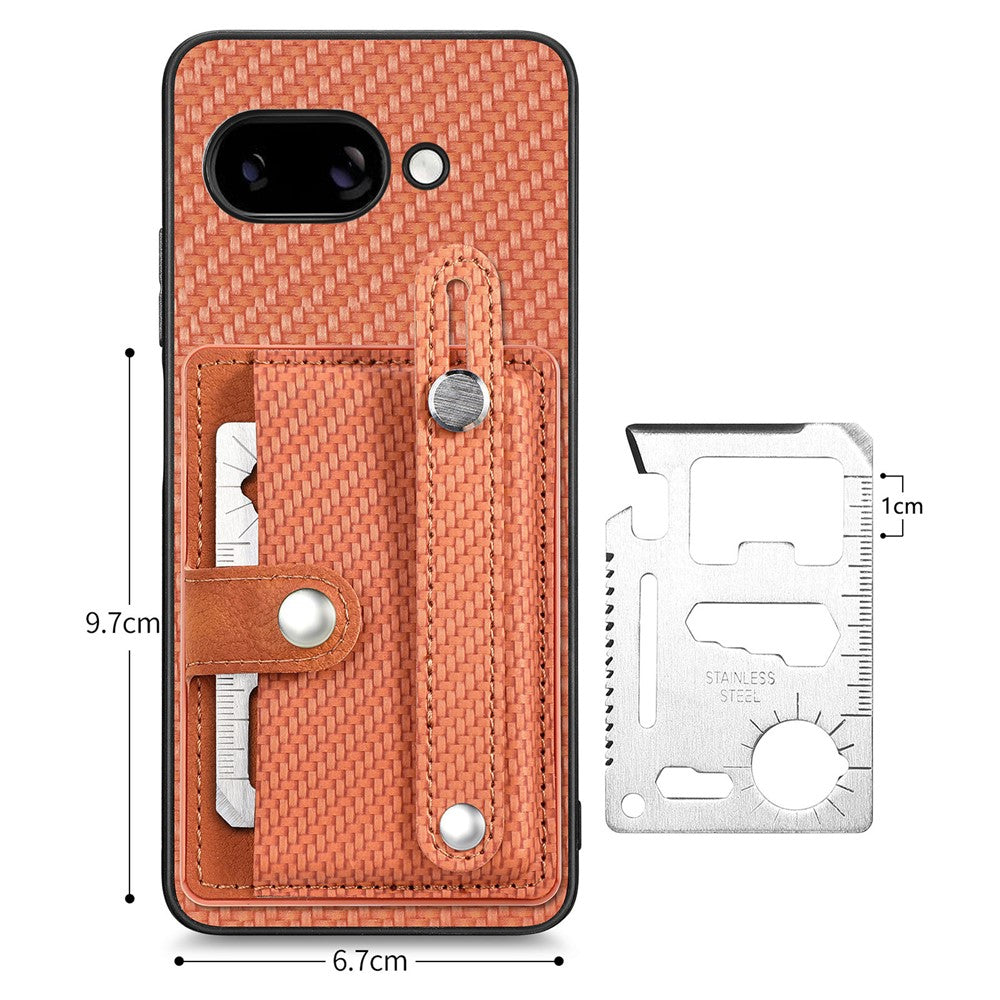 For Google Pixel 9a Case Carbon Fiber Texture Leather Phone Back Cover with Card Holder
