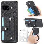 For Google Pixel 9a Case Carbon Fiber Texture Leather Phone Back Cover with Card Holder