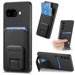 For Google Pixel 9a Case Card Holder Carbon Fiber Texture Leather Coated TPU Phone Cover