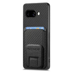 For Google Pixel 9a Case Card Holder Carbon Fiber Texture Leather Coated TPU Phone Cover