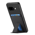 For Google Pixel 9a Case Card Holder Carbon Fiber Texture Leather Coated TPU Phone Cover