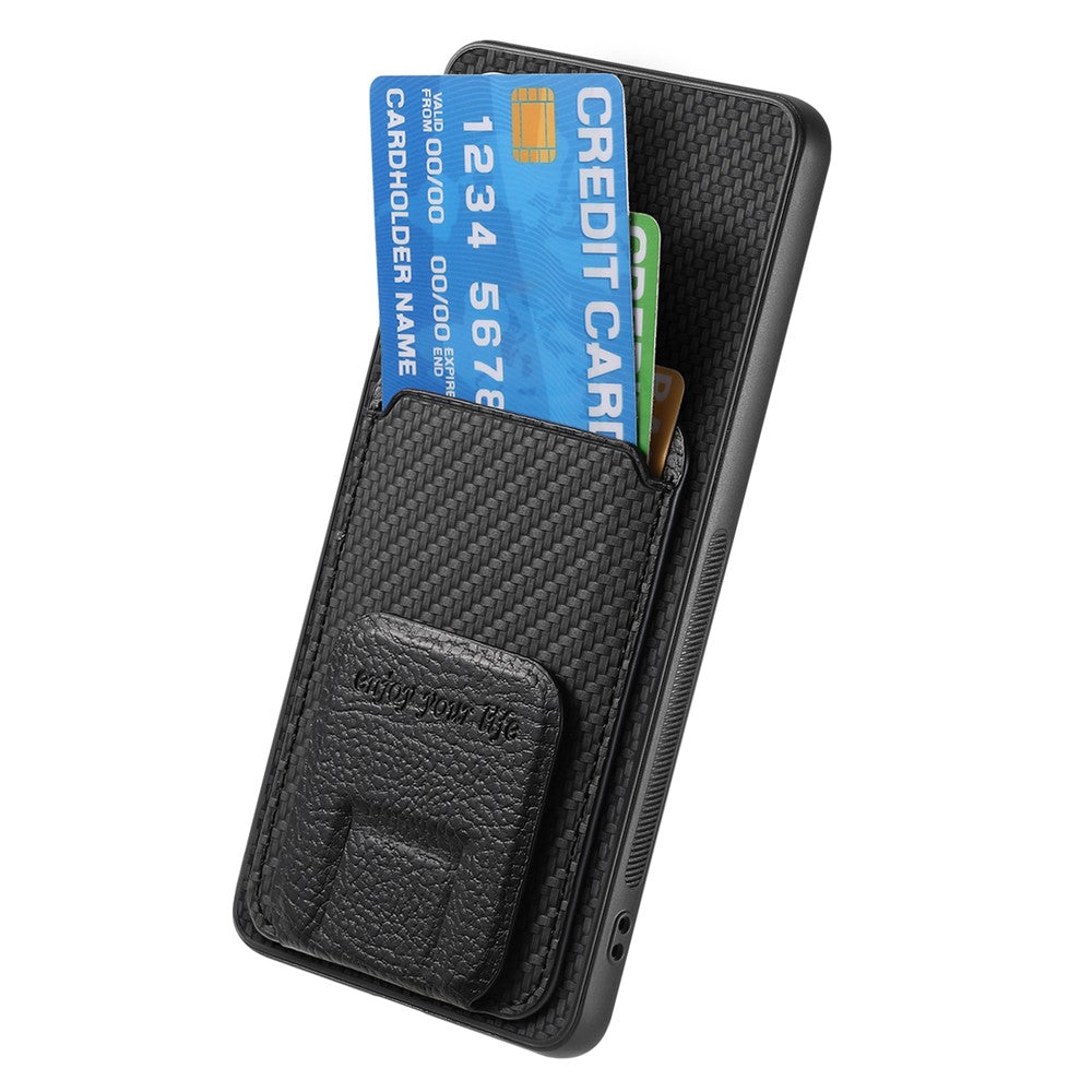For Google Pixel 9a Case Card Holder Carbon Fiber Texture Leather Coated TPU Phone Cover