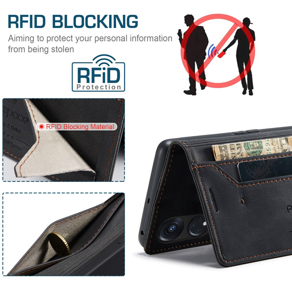 AUTSPACE For Oppo Reno8 T 5G Wallet Case  A01 Leather Stand Cover with RFID Blocking Card Holder