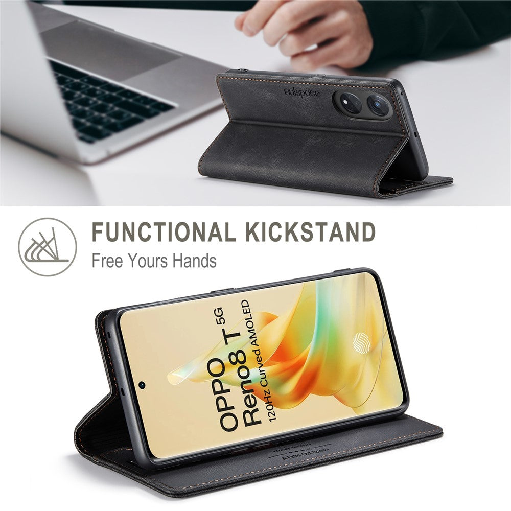 AUTSPACE For Oppo Reno8 T 5G Wallet Case  A01 Leather Stand Cover with RFID Blocking Card Holder