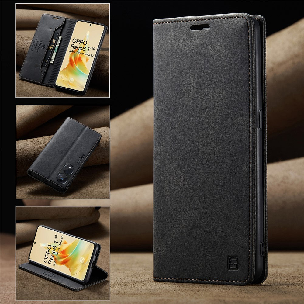AUTSPACE For Oppo Reno8 T 5G Wallet Case  A01 Leather Stand Cover with RFID Blocking Card Holder