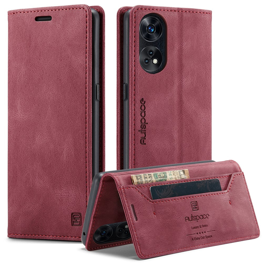 AUTSPACE For Oppo Reno8 T 5G Wallet Case  A01 Leather Stand Cover with RFID Blocking Card Holder