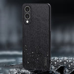 Til Samsung Galaxy S25 Edge cover trætekstur PU-læderbelagt PC TPU telefoncover