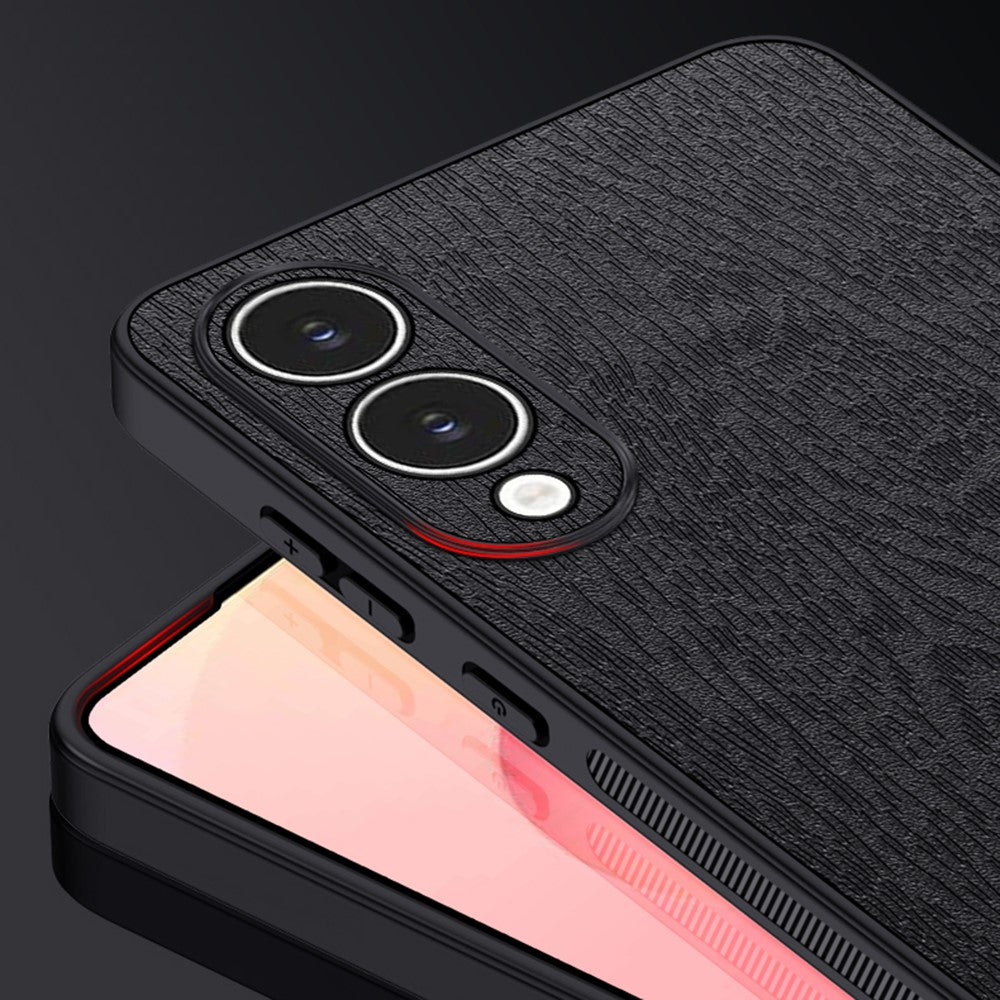 Til Samsung Galaxy S25 Edge cover trætekstur PU-læderbelagt PC TPU telefoncover