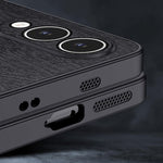 Til Samsung Galaxy S25 Edge cover trætekstur PU-læderbelagt PC TPU telefoncover