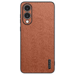 Til Samsung Galaxy S25 Edge cover trætekstur PU-læderbelagt PC TPU telefoncover
