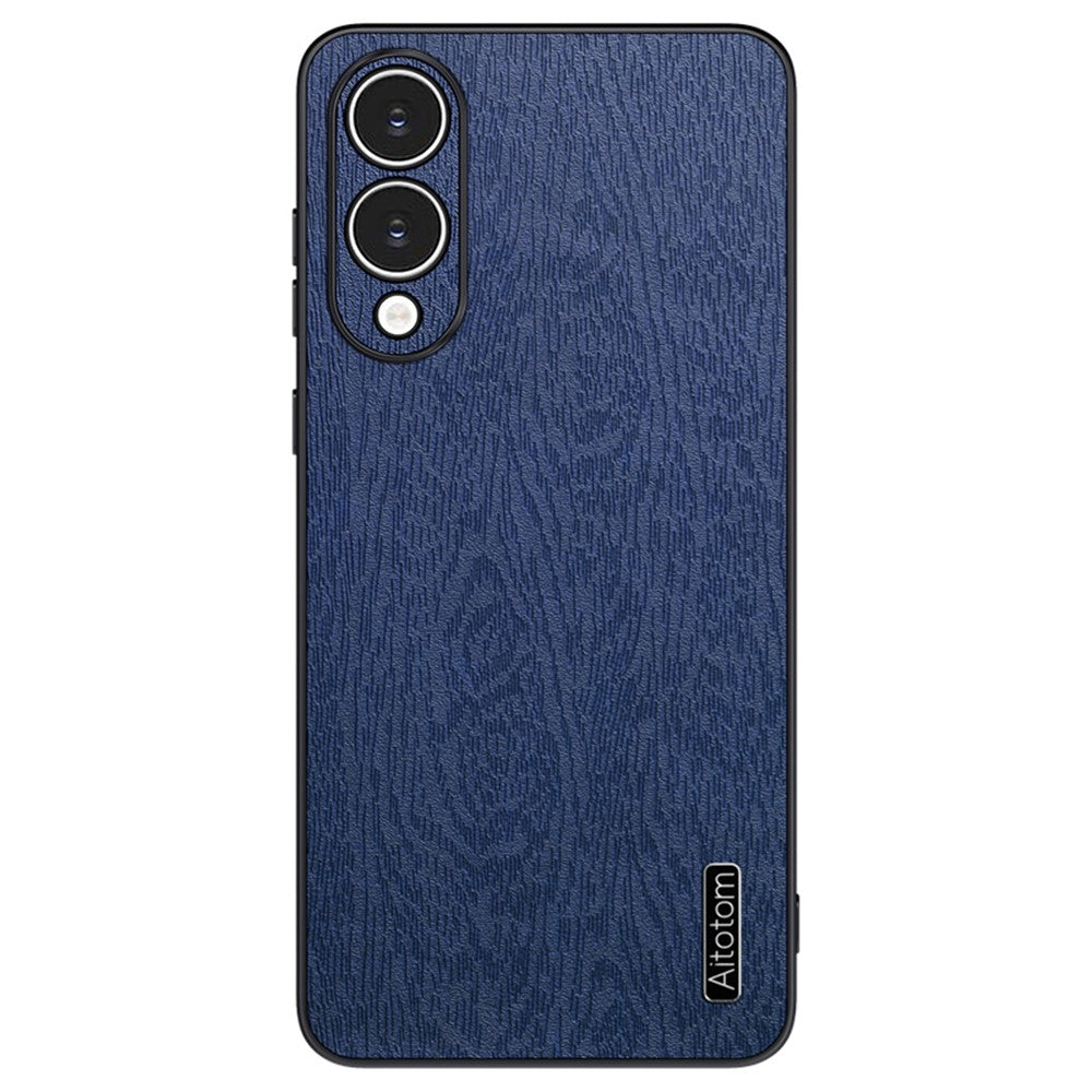 Til Samsung Galaxy S25 Edge cover trætekstur PU-læderbelagt PC TPU telefoncover