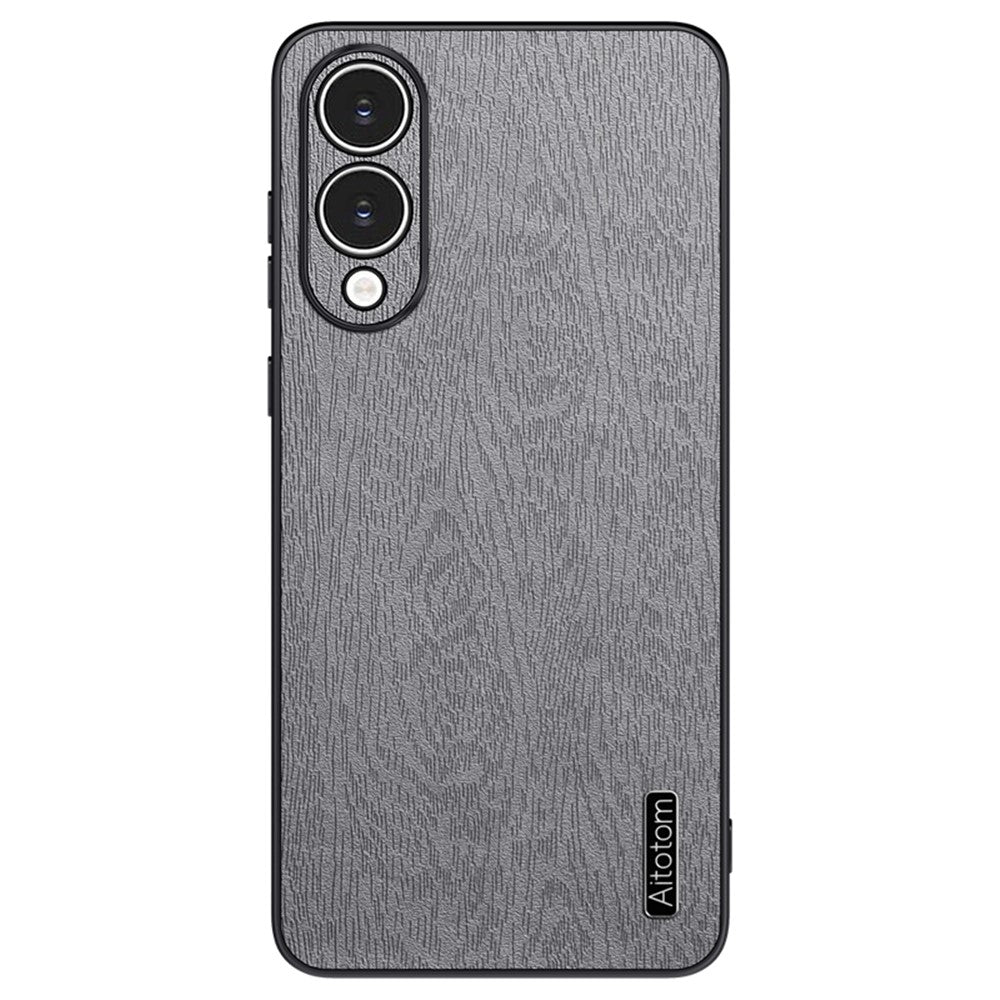 Til Samsung Galaxy S25 Edge cover trætekstur PU-læderbelagt PC TPU telefoncover