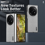 For Oppo Find N5 5G Case Wood Texture PU Leather Coated PC TPU Phone Cover