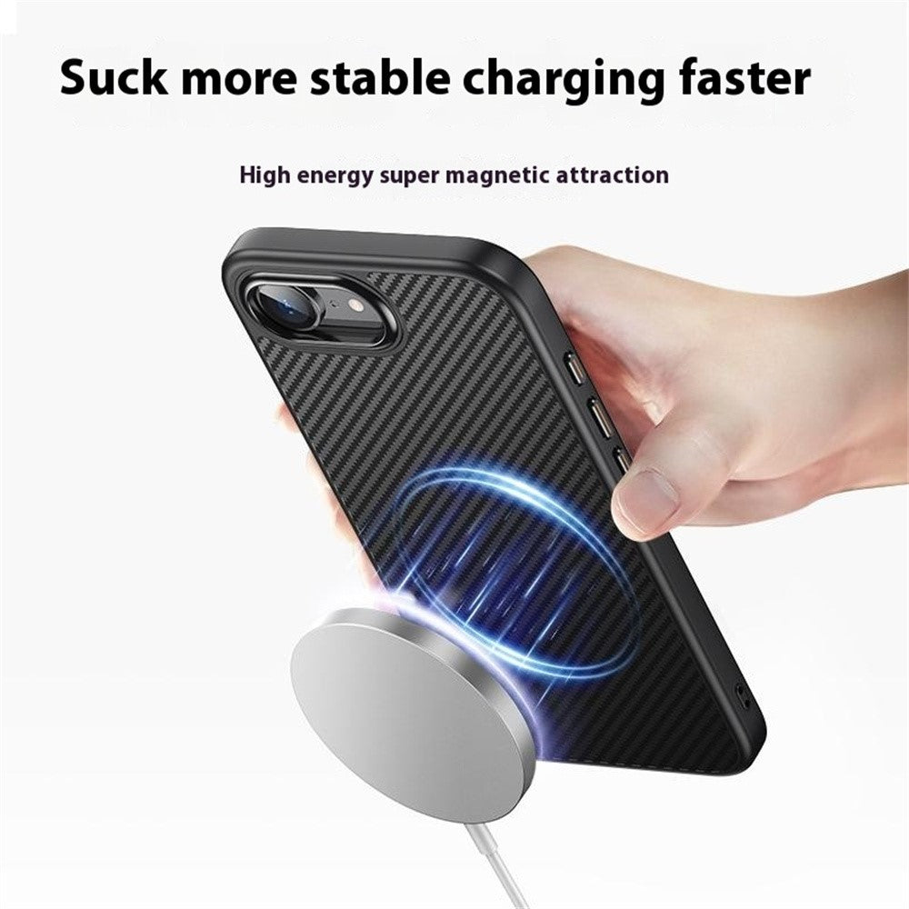 For iPhone 17th / 16th Magnetic Case Carbon Fiber Texture PC + TPU Cover