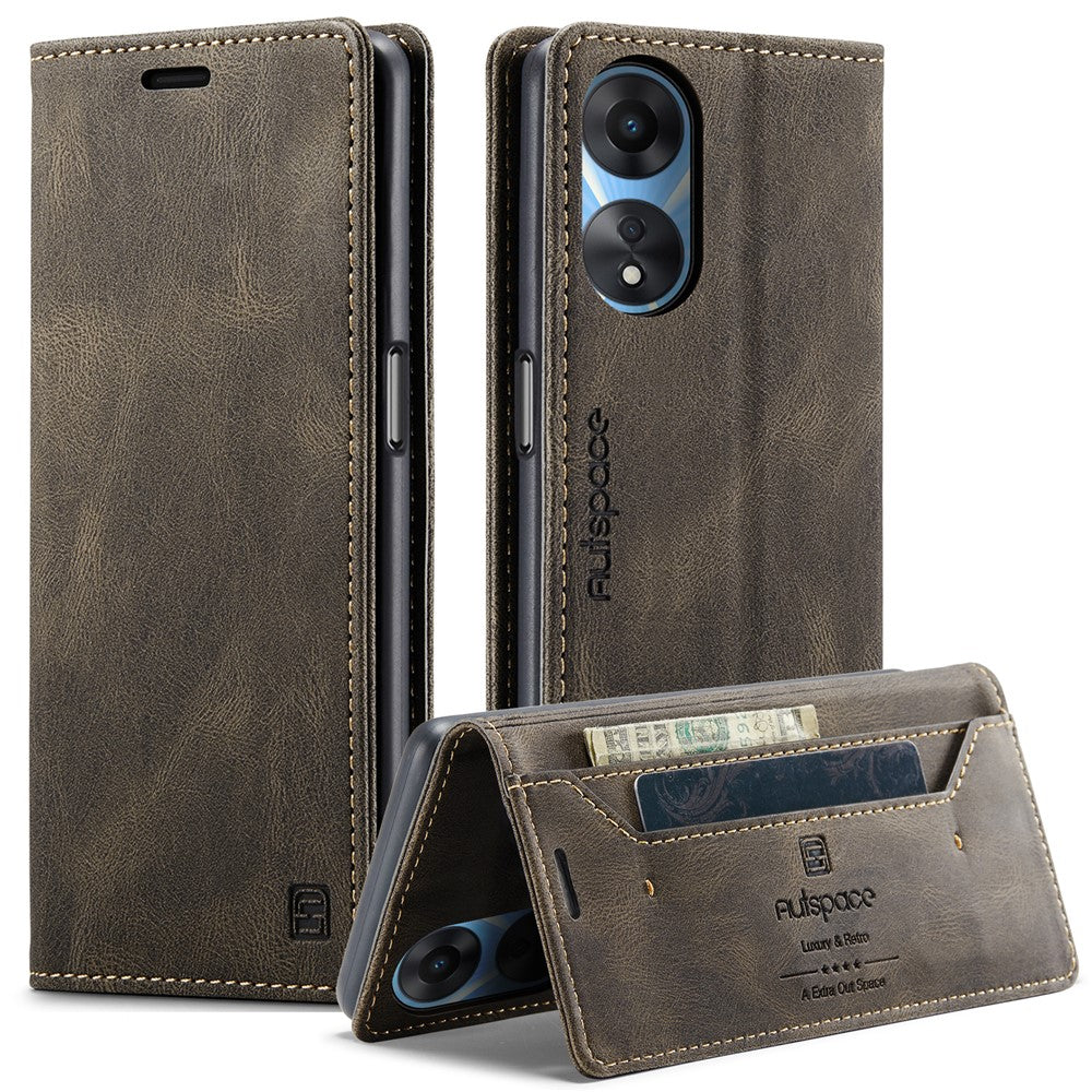 AUTSPACE For Oppo A58 5G / Oppo A58x 5G / Oppo A1x 5G / Oppo A78 5G Wallet Case  A01 Leather Stand Cover with RFID Blocking Card Holder