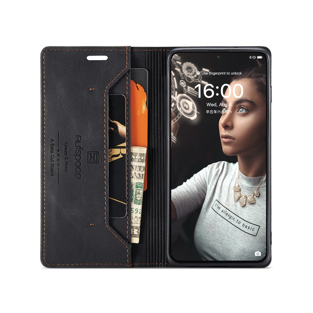 AUTSPACE För Huawei P50E / Huawei P50 4G Plånboksfodral A01 Läderfodral med RFID-blockerande korthållare
