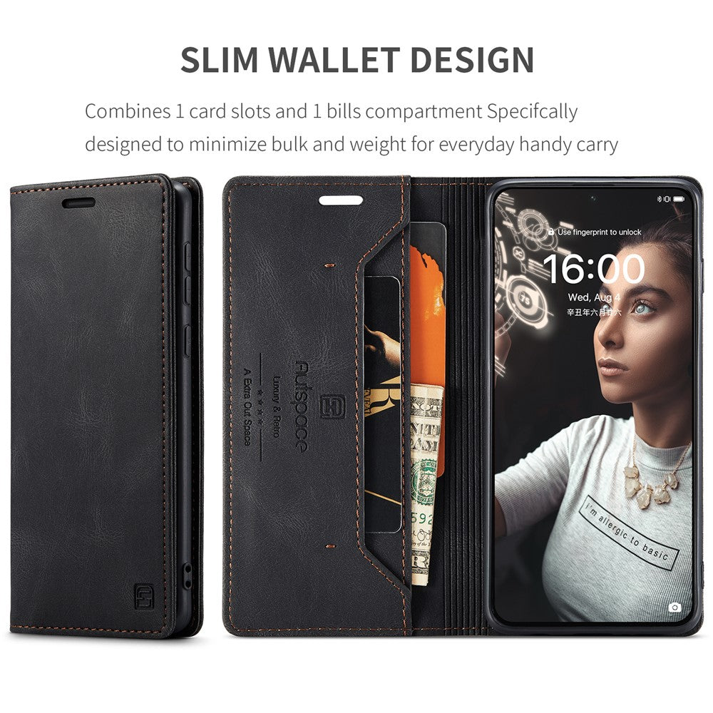 AUTSPACE För Huawei P50E / Huawei P50 4G Plånboksfodral A01 Läderfodral med RFID-blockerande korthållare