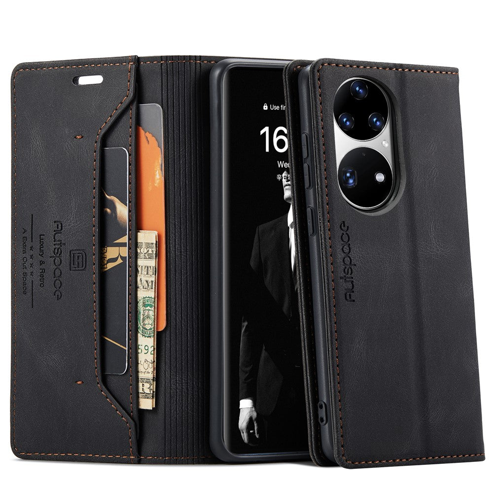 AUTSPACE For Huawei P50 Pro 4G Wallet Case  A01 Leather Stand Cover with RFID Blocking Card Holder