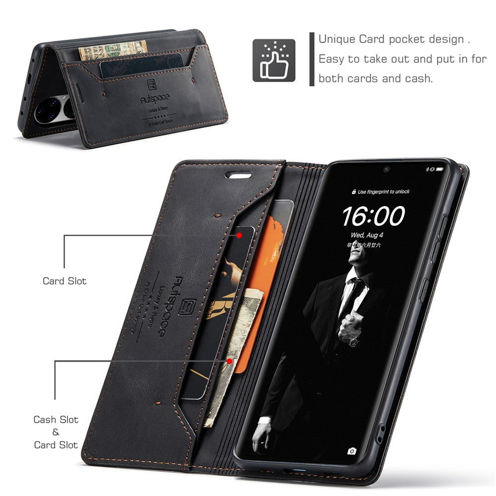 AUTSPACE For Huawei P50 Pro 4G Wallet Case  A01 Leather Stand Cover with RFID Blocking Card Holder