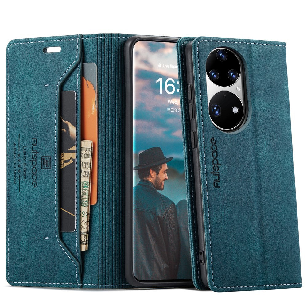 AUTSPACE For Huawei P50 Pro 4G Wallet Case  A01 Leather Stand Cover with RFID Blocking Card Holder