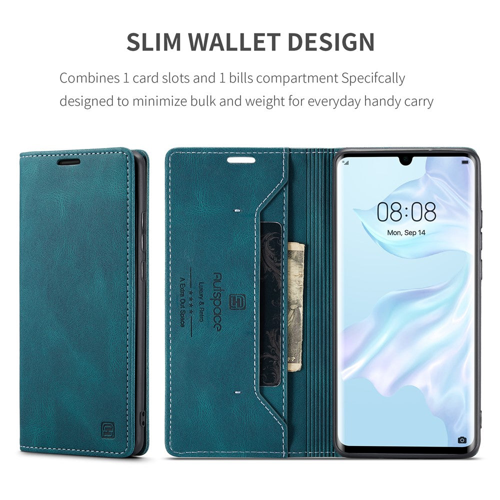 AUTSPACE For Huawei P30 Pro Wallet Case  A01 Leather Stand Cover with RFID Blocking Card Holder