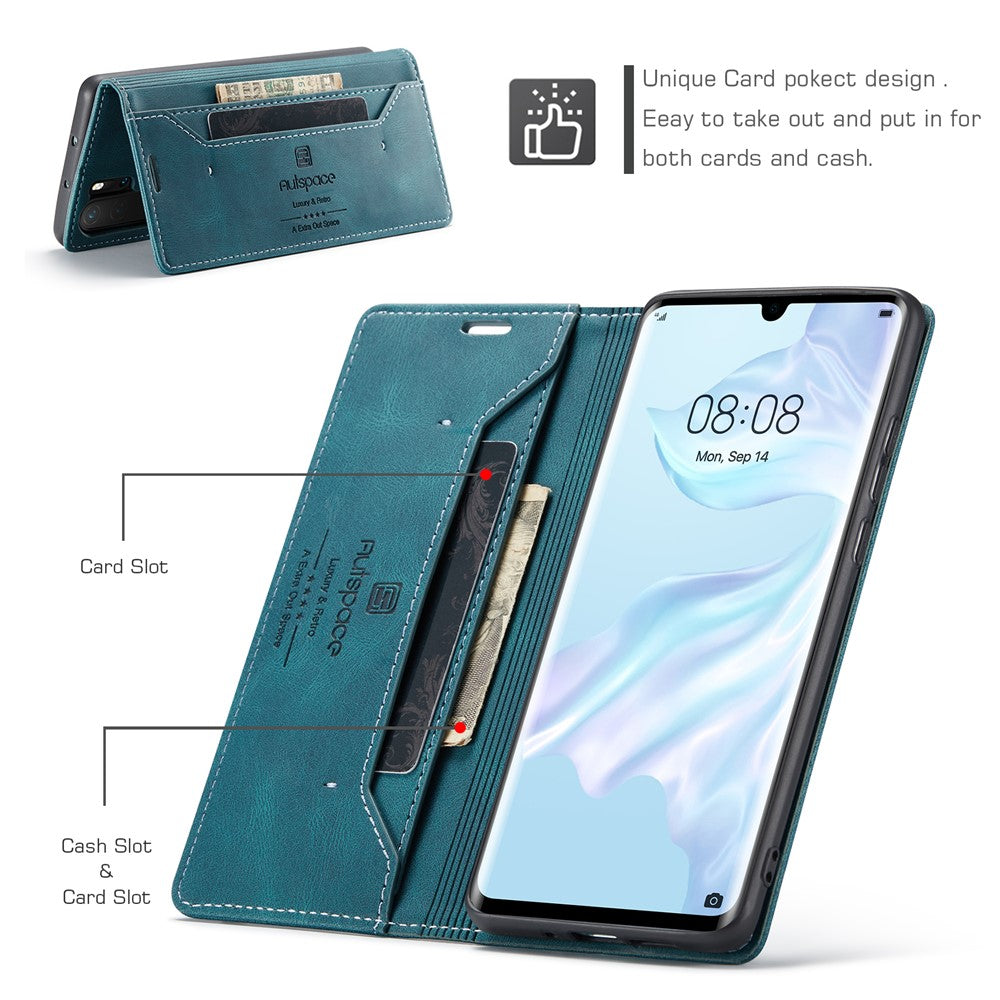 AUTSPACE For Huawei P30 Pro Wallet Case  A01 Leather Stand Cover with RFID Blocking Card Holder