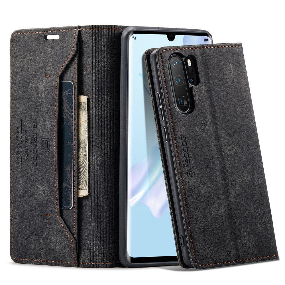 AUTSPACE For Huawei P30 Pro Wallet Case  A01 Leather Stand Cover with RFID Blocking Card Holder