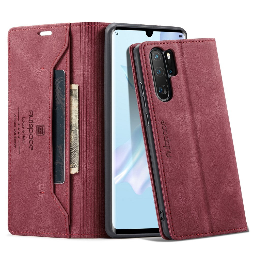 AUTSPACE For Huawei P30 Pro Wallet Case  A01 Leather Stand Cover with RFID Blocking Card Holder