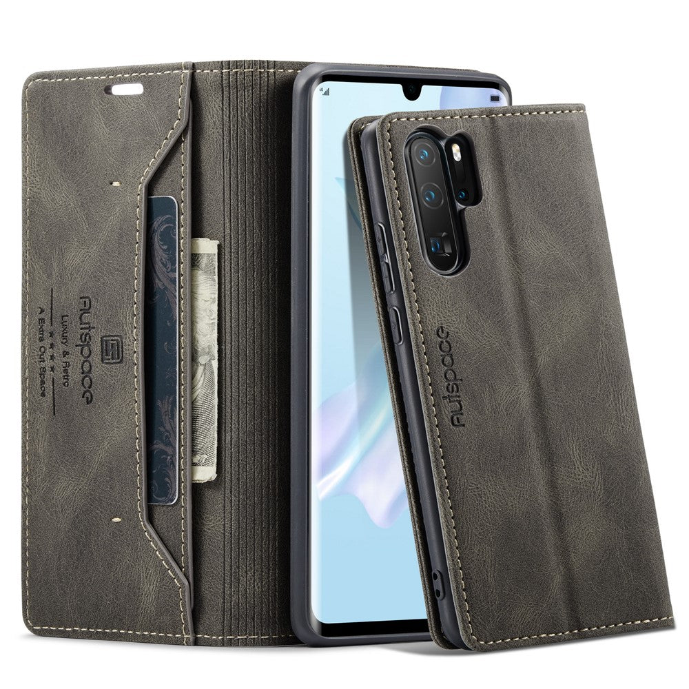 AUTSPACE For Huawei P30 Pro Wallet Case  A01 Leather Stand Cover with RFID Blocking Card Holder