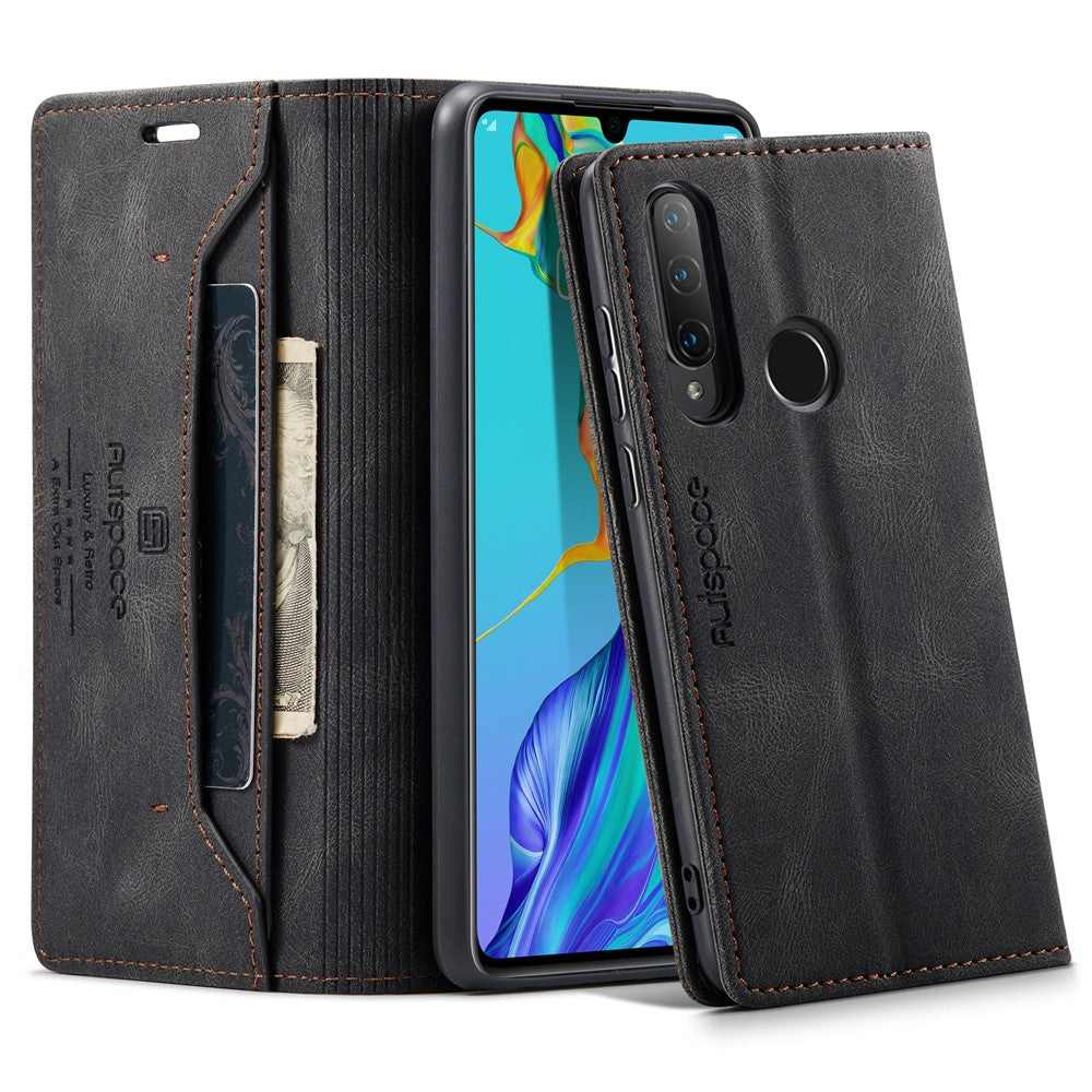 AUTSPACE For Huawei P30 Lite New Edition / Huawei nova 4e / Huawei P30 Lite Wallet Case  A01 Leather Stand Cover with RFID Blocking Card Holder