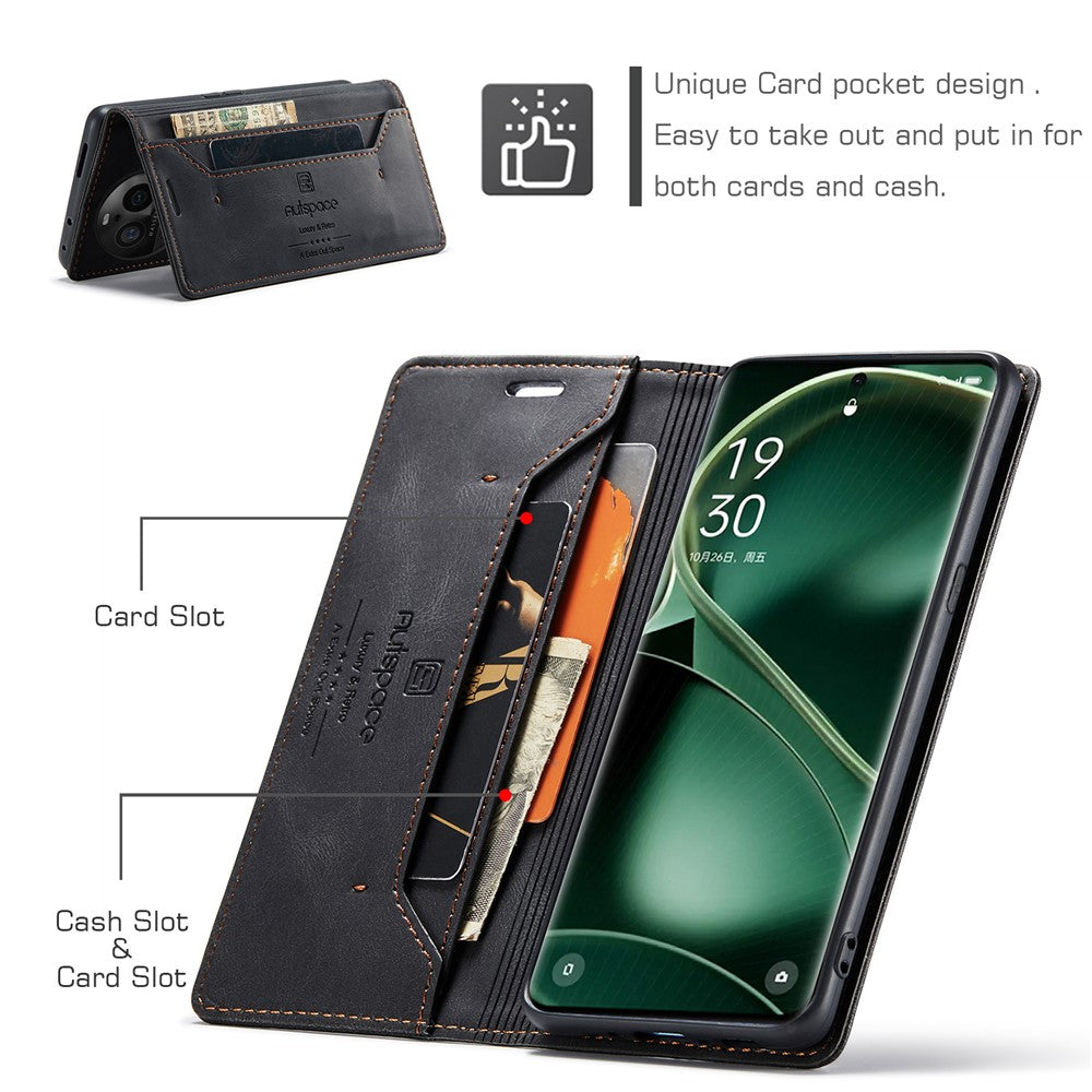 AUTSPACE For Oppo Find X6 Pro Wallet Case  A01 Leather Stand Cover with RFID Blocking Card Holder