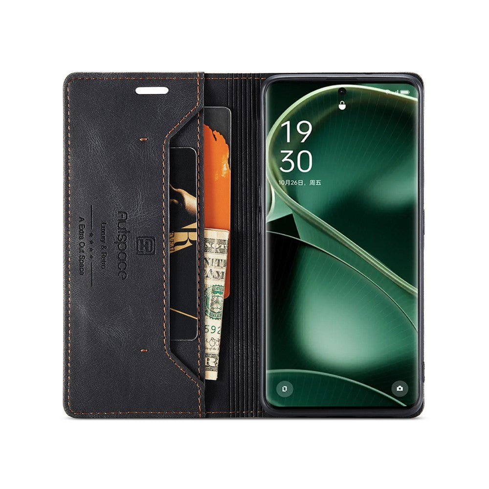 AUTSPACE For Oppo Find X6 Pro Wallet Case  A01 Leather Stand Cover with RFID Blocking Card Holder