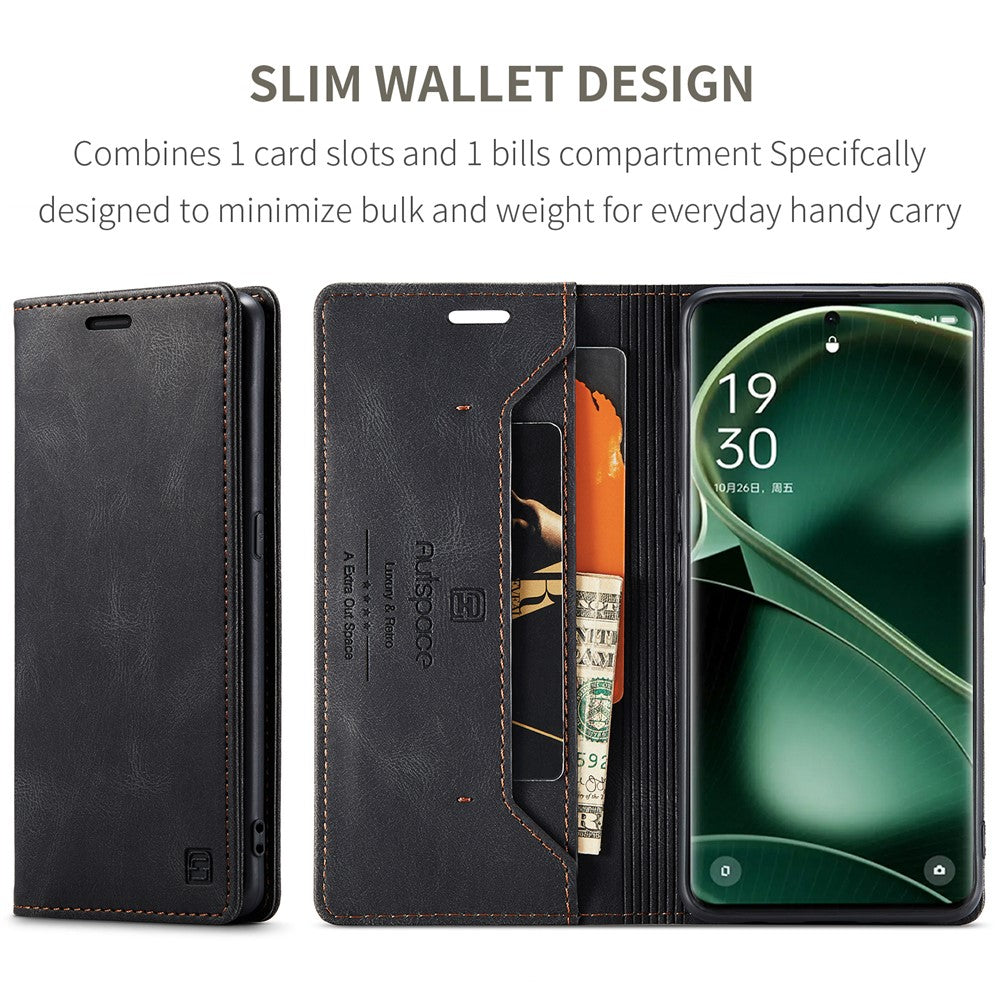 AUTSPACE For Oppo Find X6 Pro Wallet Case  A01 Leather Stand Cover with RFID Blocking Card Holder
