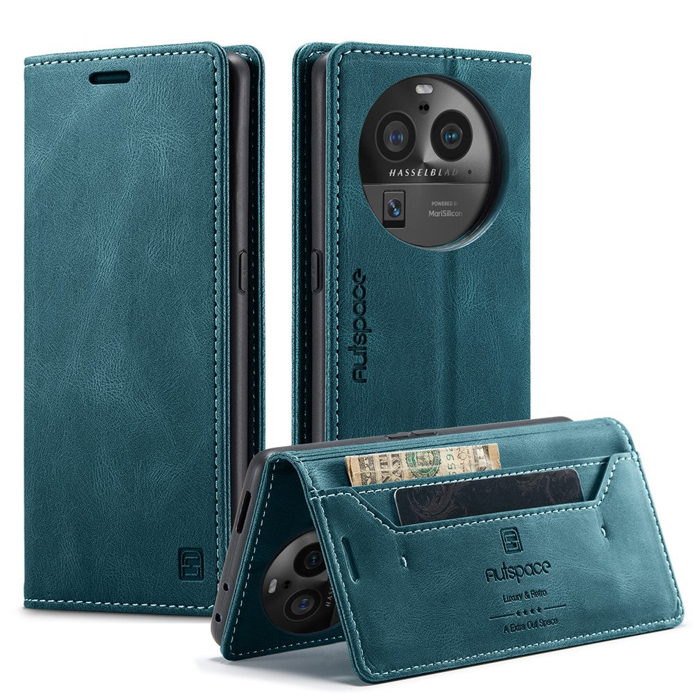 AUTSPACE For Oppo Find X6 Pro Wallet Case  A01 Leather Stand Cover with RFID Blocking Card Holder