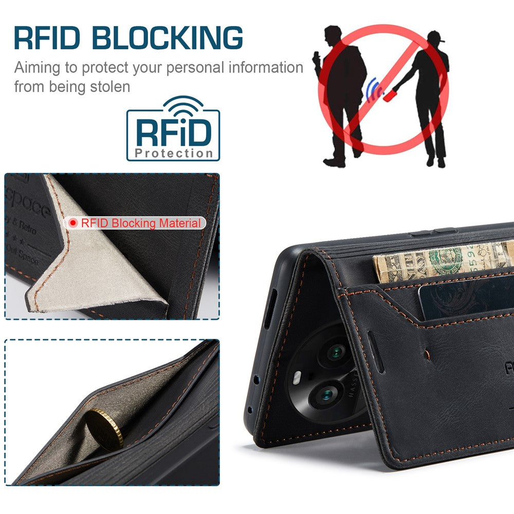 AUTSPACE For Oppo Find X6 Wallet Case  A01 Leather Stand Cover with RFID Blocking Card Holder
