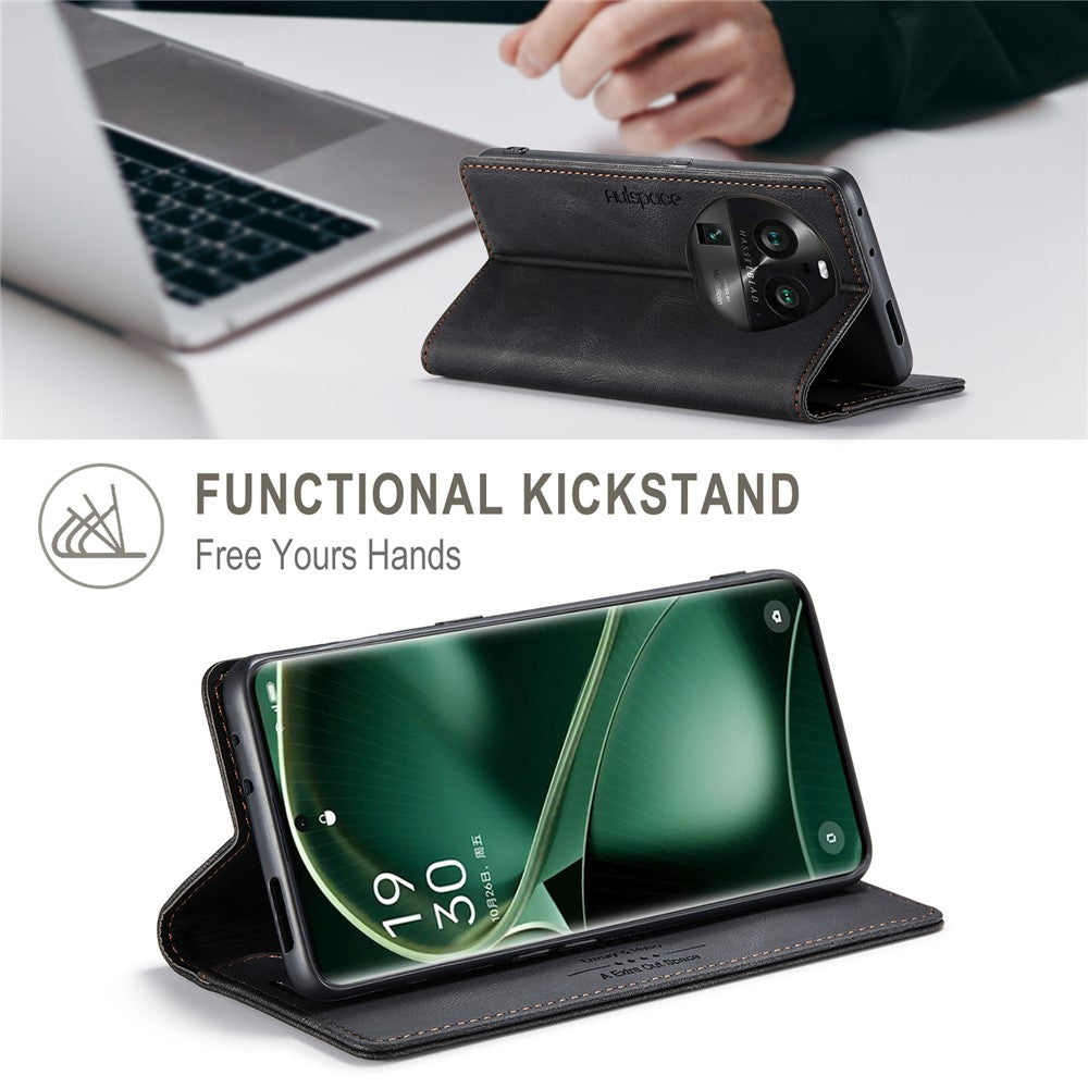 AUTSPACE For Oppo Find X6 Wallet Case  A01 Leather Stand Cover with RFID Blocking Card Holder