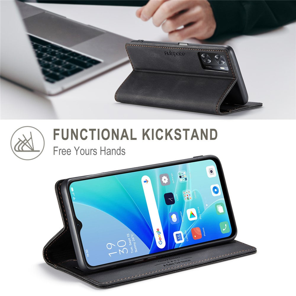 AUTSPACE For Oppo A57s 4G / Oppo A57e 4G / Oppo A77 4G / Oppo A77s 4G / Oppo A57 4G Wallet Case  A01 Leather Stand Cover with RFID Blocking Card Holder