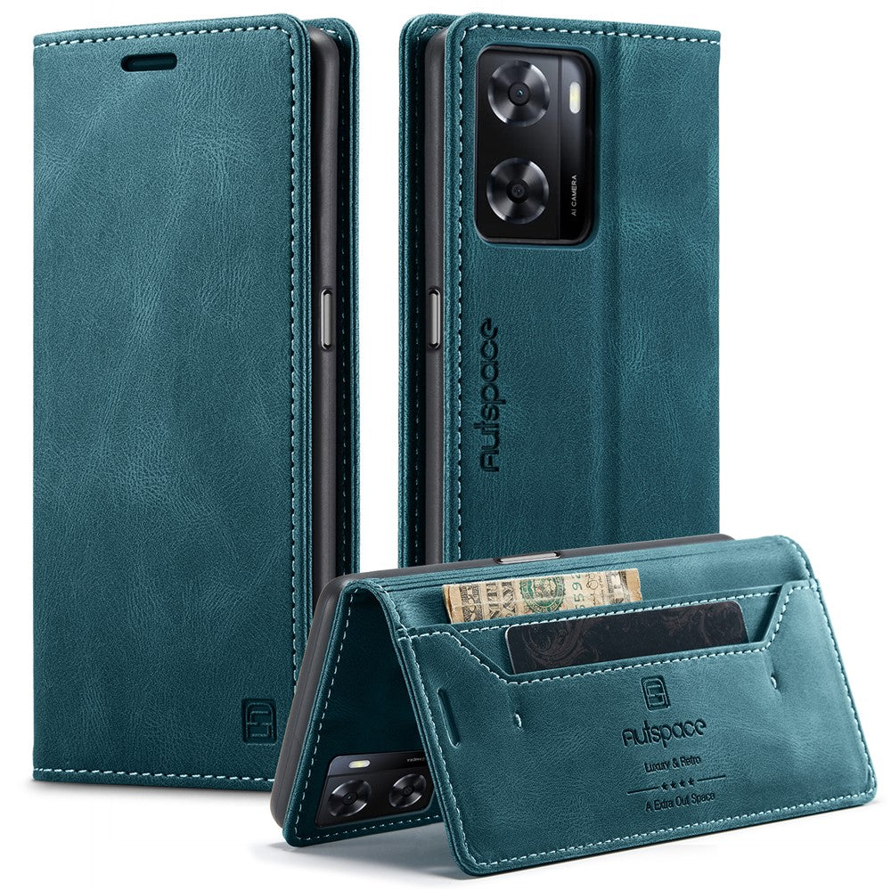 AUTSPACE For Oppo A57s 4G / Oppo A57e 4G / Oppo A77 4G / Oppo A77s 4G / Oppo A57 4G Wallet Case  A01 Leather Stand Cover with RFID Blocking Card Holder
