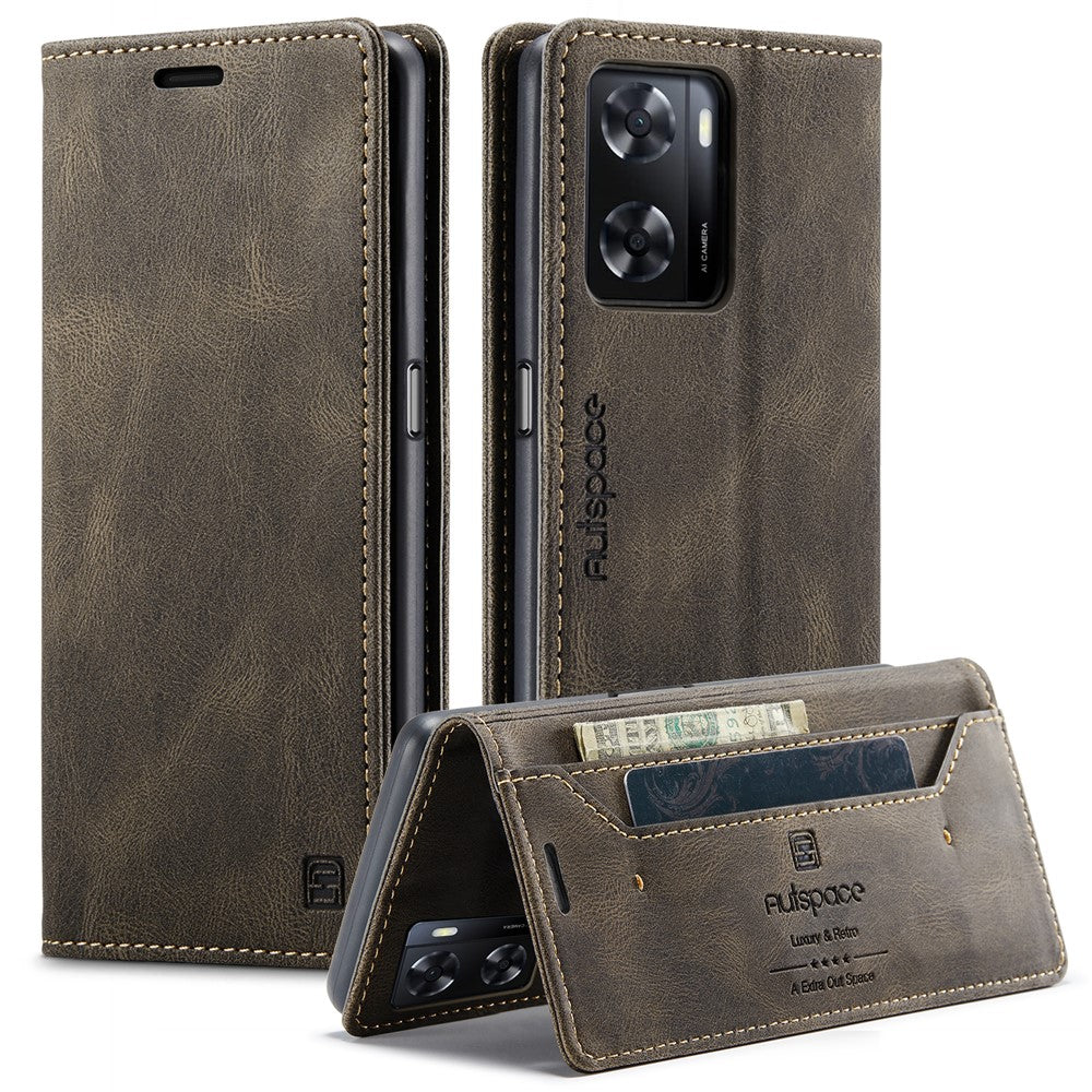 AUTSPACE For Oppo A57s 4G / Oppo A57e 4G / Oppo A77 4G / Oppo A77s 4G / Oppo A57 4G Wallet Case  A01 Leather Stand Cover with RFID Blocking Card Holder