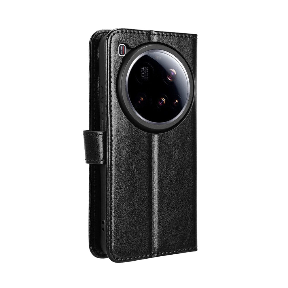 For Xiaomi 15 Ultra PU Leather Case with Strap Crazy Horse Texture Phone Wallet Cover