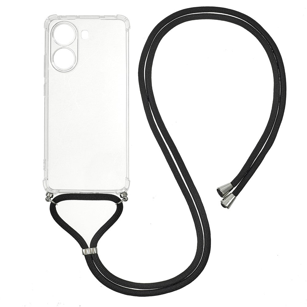 For Xiaomi Poco X7 Pro 5G / Redmi Turbo 4 5G Case Reinforced Corner TPU Clear Phone Cover with Lanyard