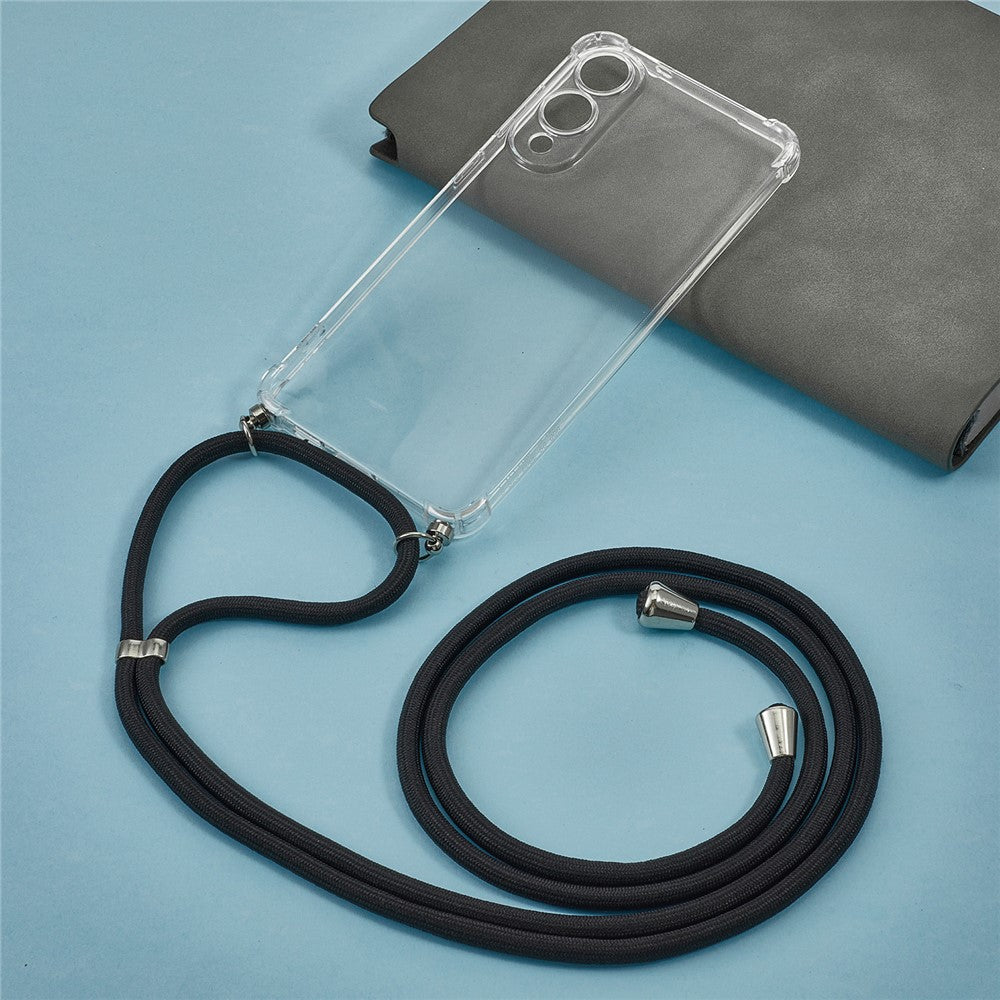 For Samsung Galaxy S25 Edge Case Reinforced Corner TPU Clear Phone Cover with Lanyard