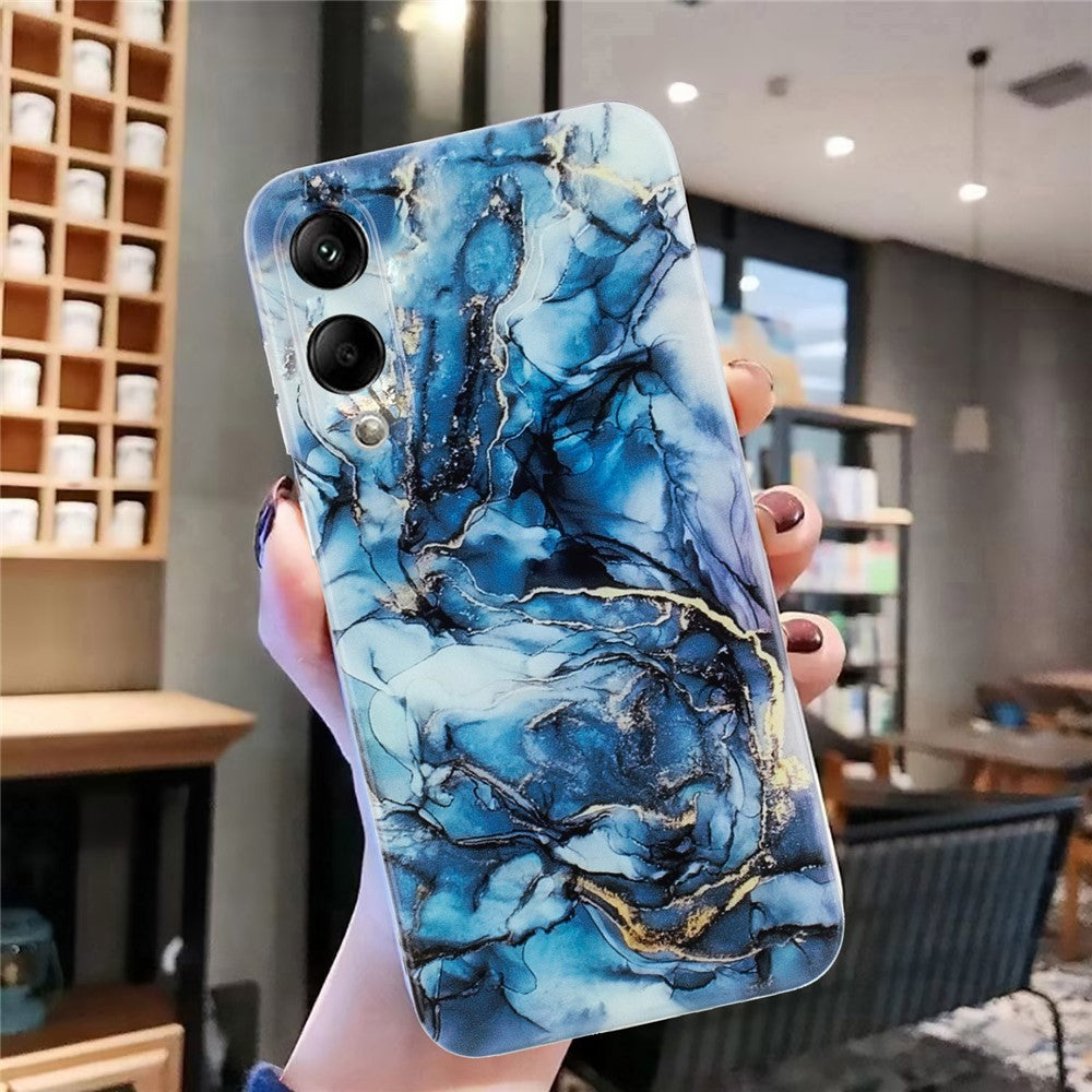 Samsung Galaxy S25 Edge-skal med marmormönster och målat TPU-baksida