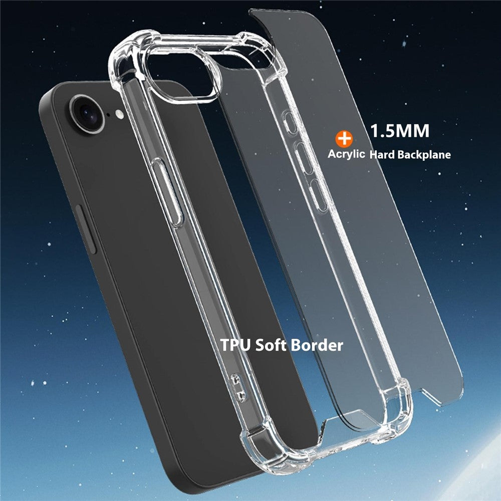 For iPhone 17th / 16th Clear Phone Case TPU + Acrylic 1.5mm Shockproof Back Cover