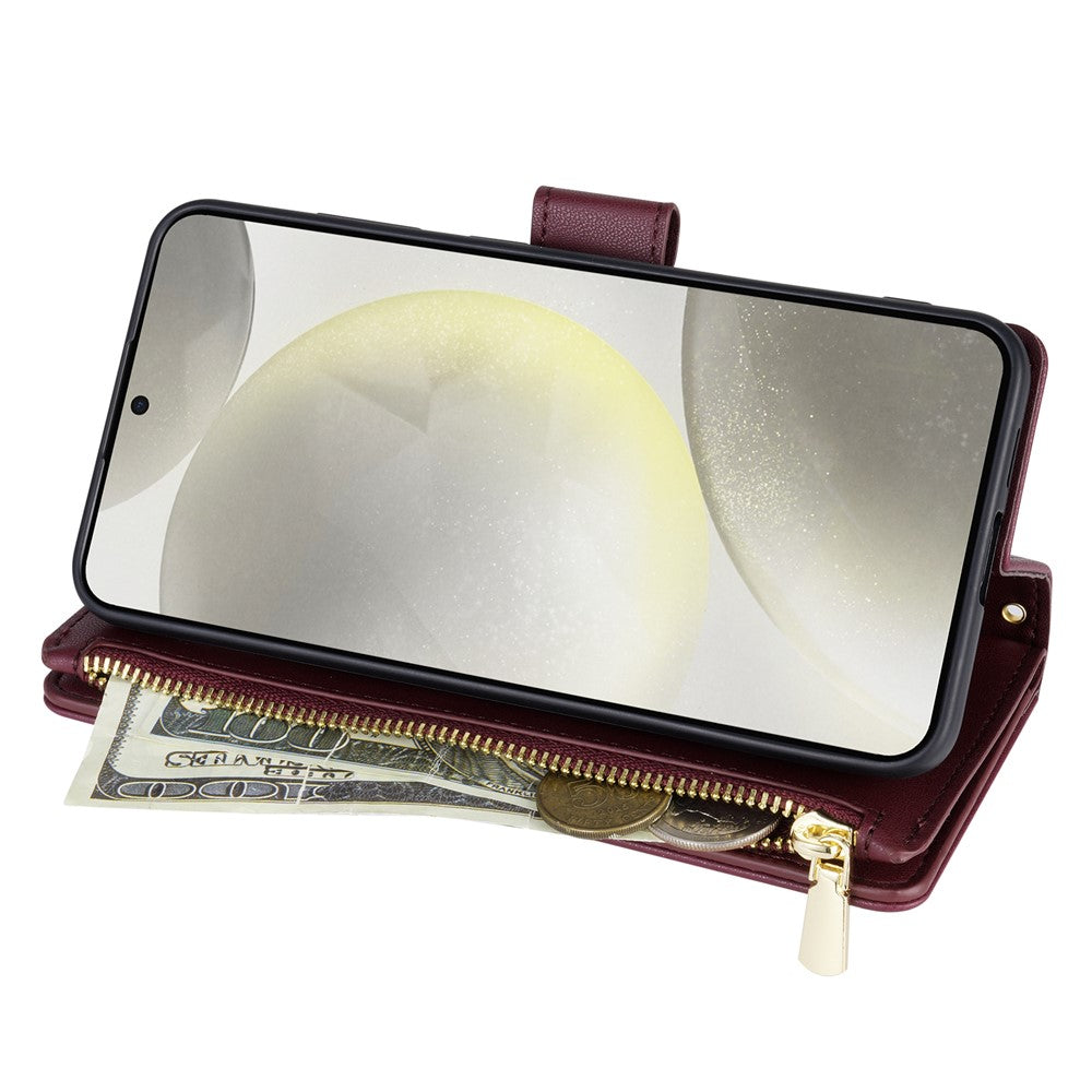 Til Samsung Galaxy S25 Edge cover, Rhombus-syning, læderpung-telefoncover med lang/kort strop
