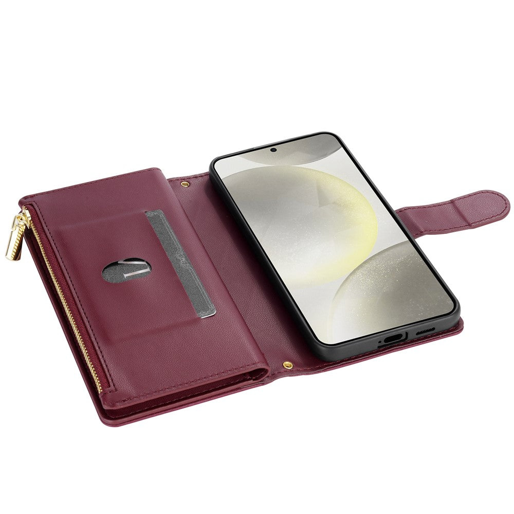 Til Samsung Galaxy S25 Edge cover, Rhombus-syning, læderpung-telefoncover med lang/kort strop