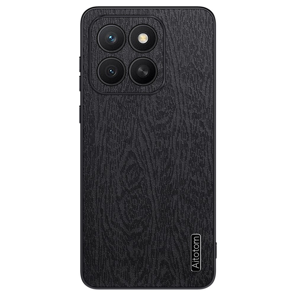 For Honor X8c 4G Case Wood Texture PU Leather Coated PC TPU Phone Cover