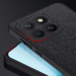 For Honor X8c 4G Case Wood Texture PU Leather Coated PC TPU Phone Cover